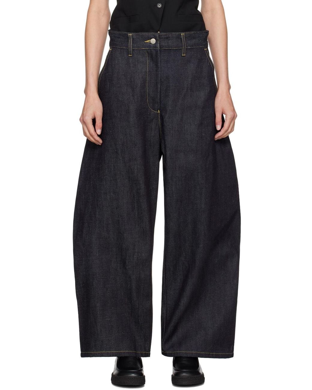 Studio Nicholson Black Chalco Wide-Leg Denim Pants