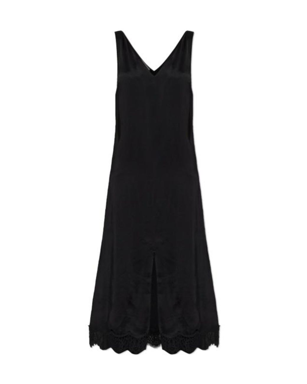 Officine Generale Black Officine Générale Liara Lace-Trim Midi Dress