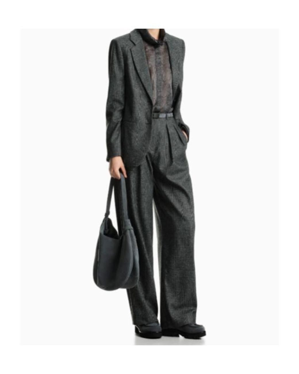 Emporio Armani Gray Check-Pattern Single-Breasted Blazer