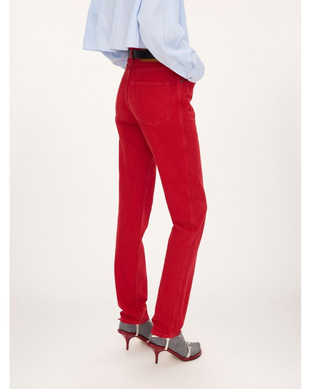 Chloé Red Chloé Mid-Rise Straight-Leg Pants
