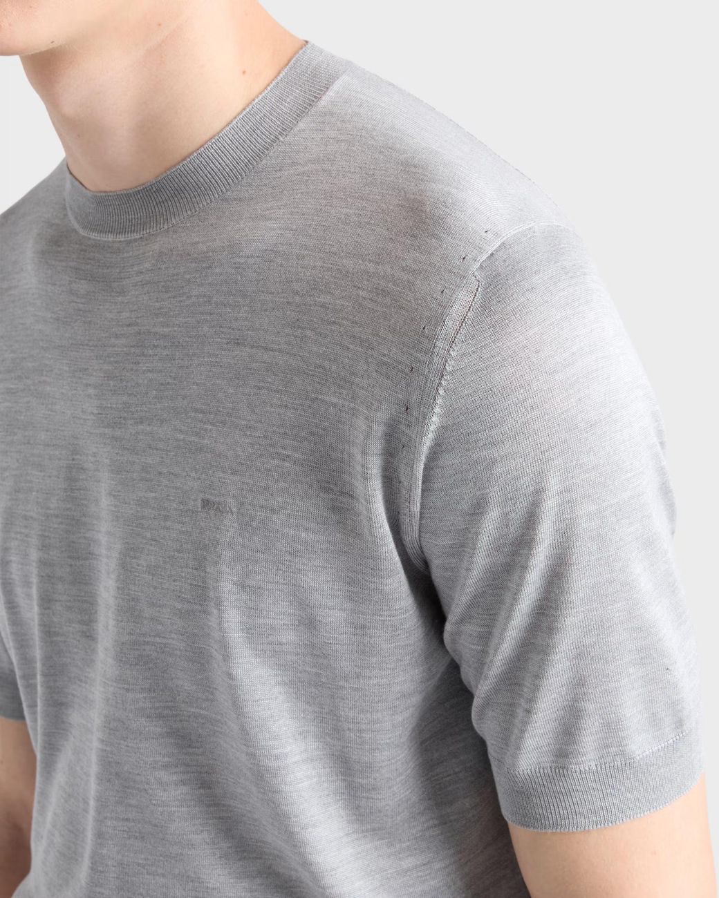 Prada Gray Short-Sleeved Silk Sweater for men