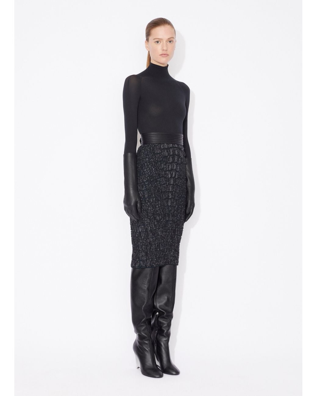 Alaïa Blue Alaïa Embossed Pencil Skirt