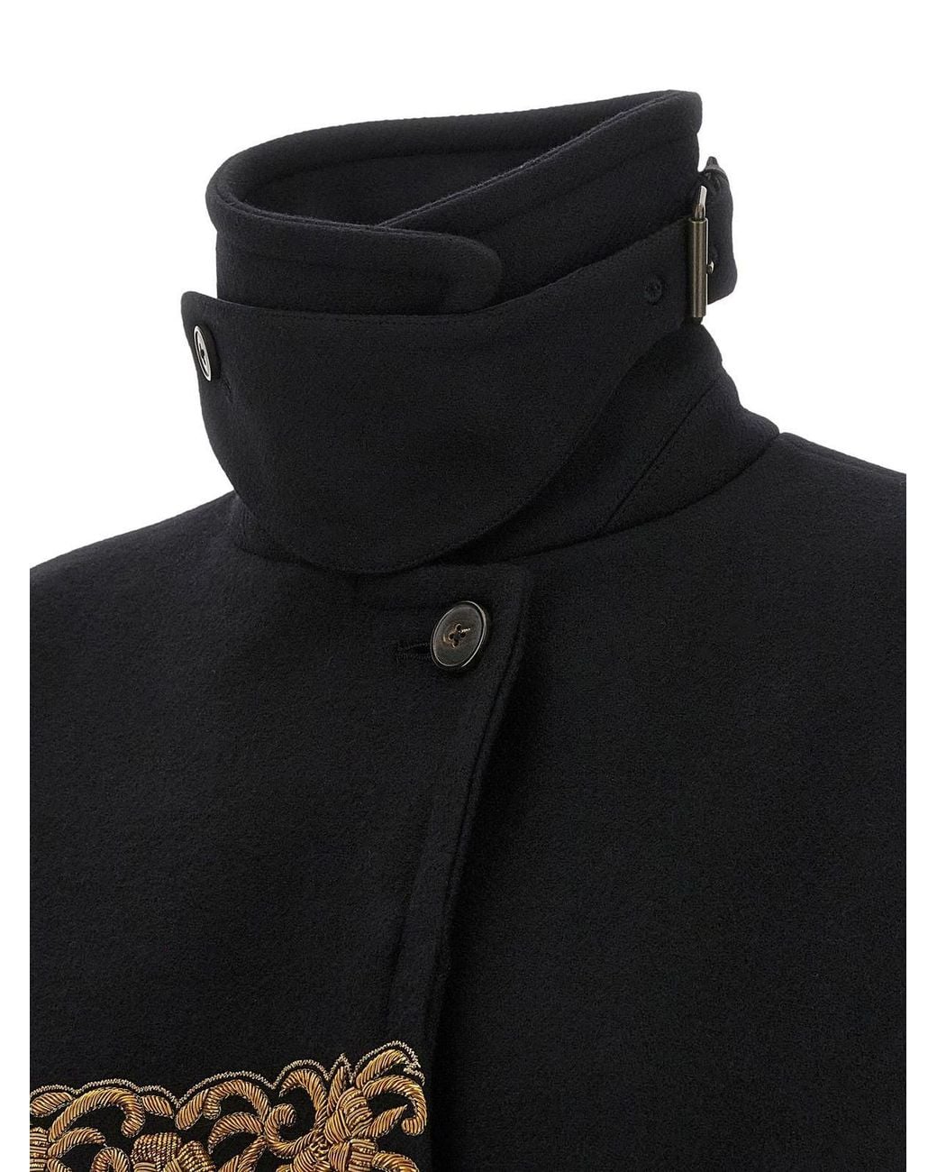 Dries Van Noten Black High Neck Rain Coat