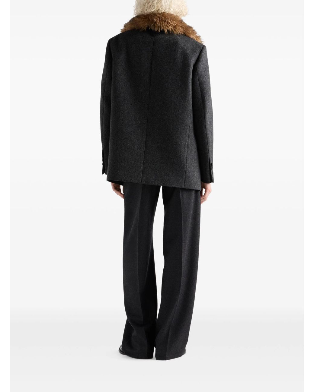 Prada Blue Logo Detailed Pleated Trousers