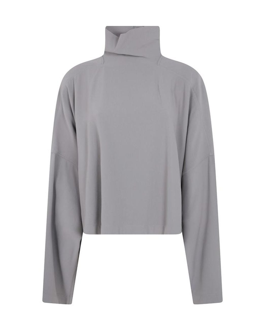 Rick Owens Gray High-Neck Long-Sleeve Top