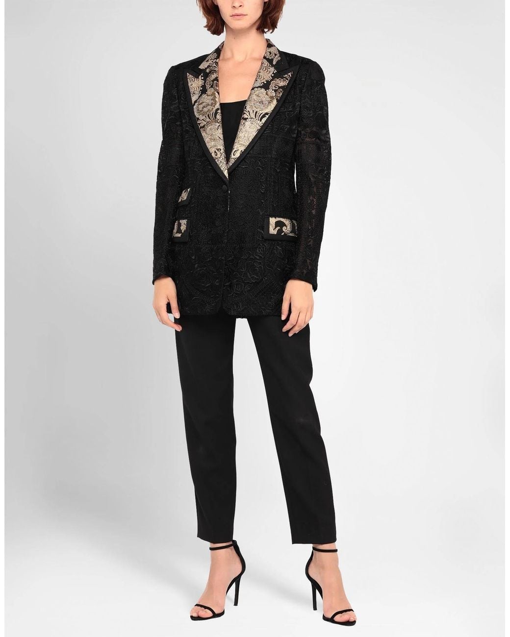 Dolce & Gabbana Black Floral Print Long Sleeve Coat