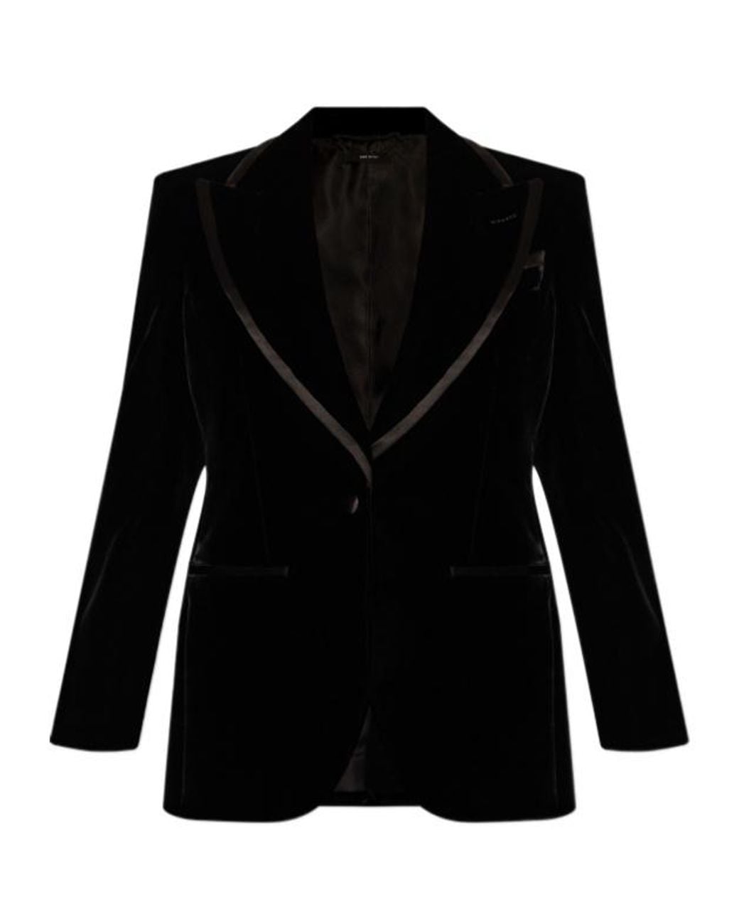 Tom Ford Black Single-Breasted Velvet Blazer
