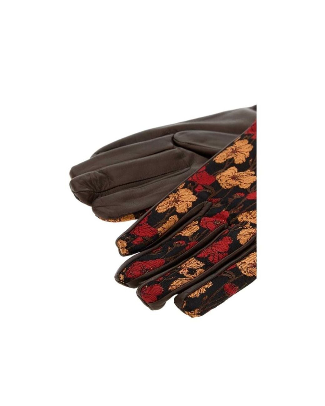 Dries Van Noten Red Floral Panel Gloves for men