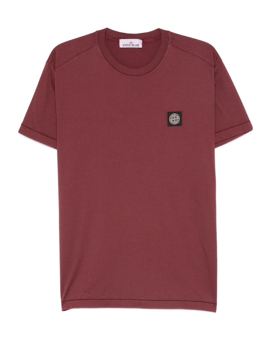 Stone Island Red Logo Patch Crewneck T-Shirt for men