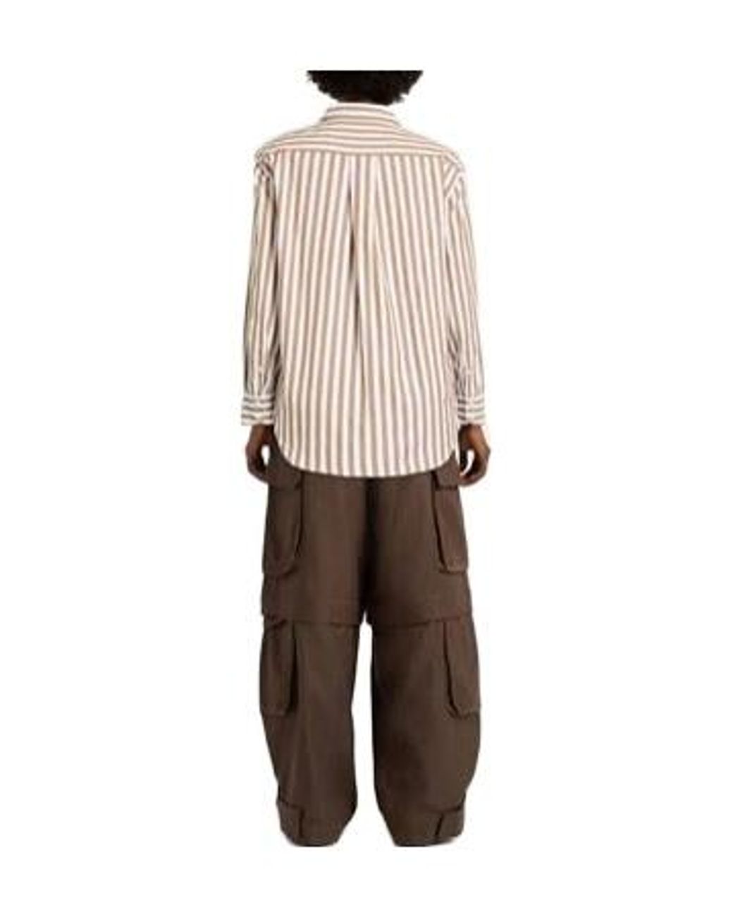 Rag & Bone White Vertical Striped Collared Long-Sleeve Shirt