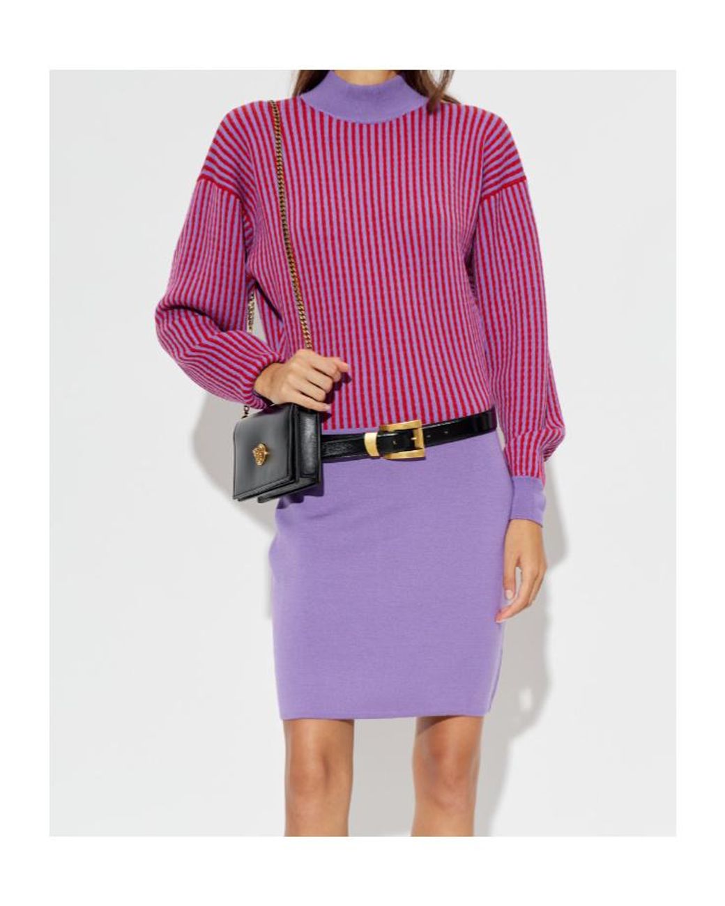 Versace Purple Cable-Knit Mini Dress