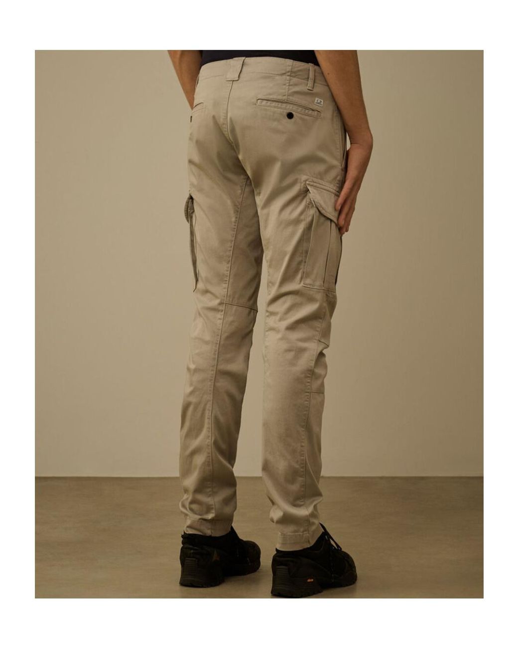 C P Company Natural Stretch Label Patch Cargo Pants for men