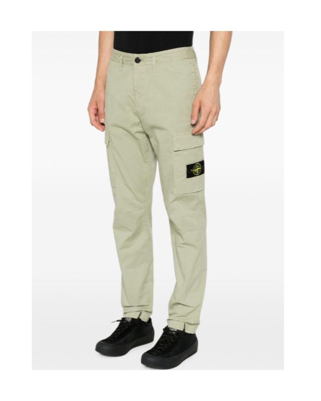 Stone Island Green Logo-Patch Trousers for men