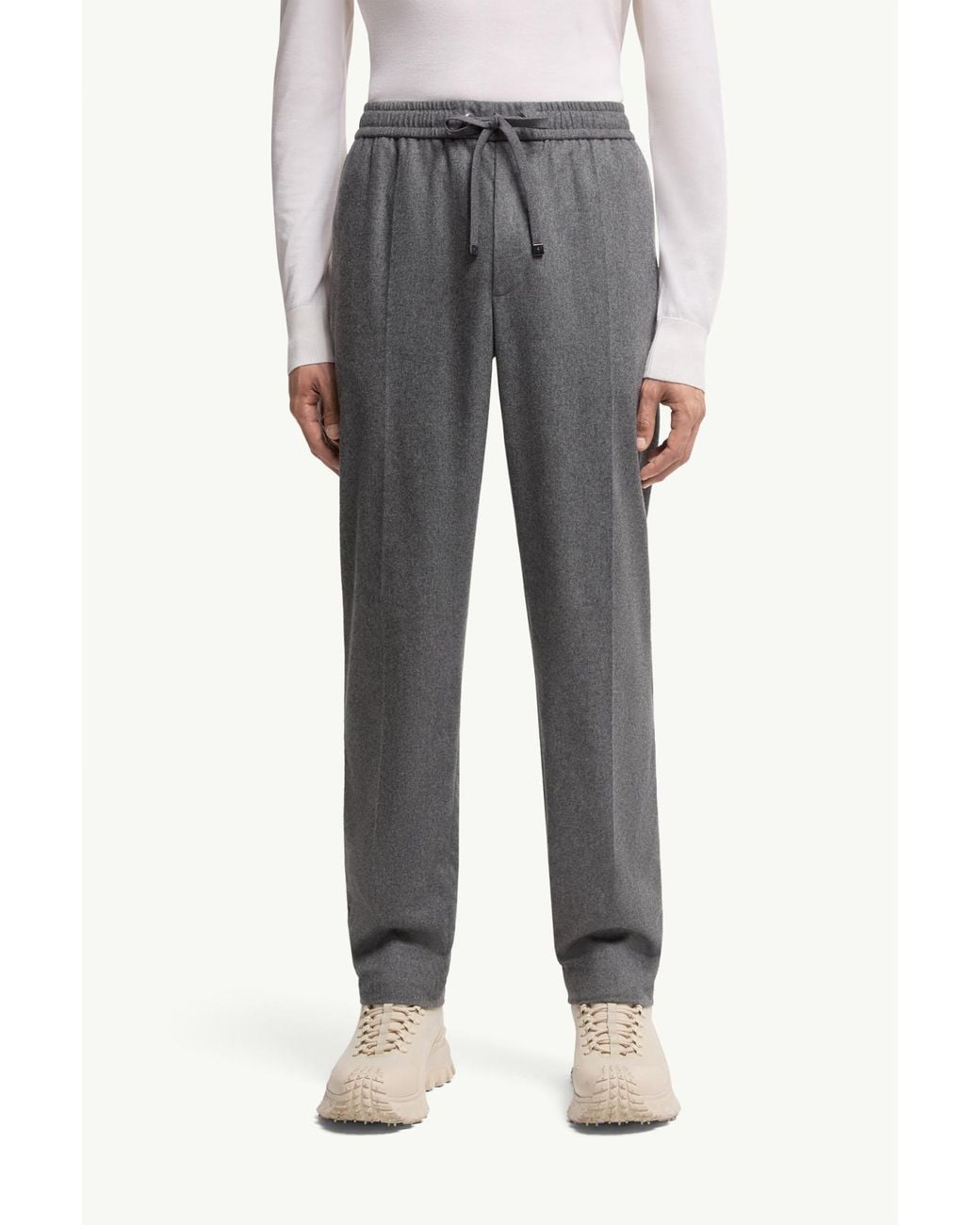 Moncler Gray Logo Patch Jogging Pants for men