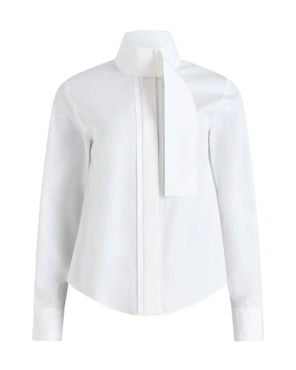 Patou White Tied Neck Long-Sleeve Shirt