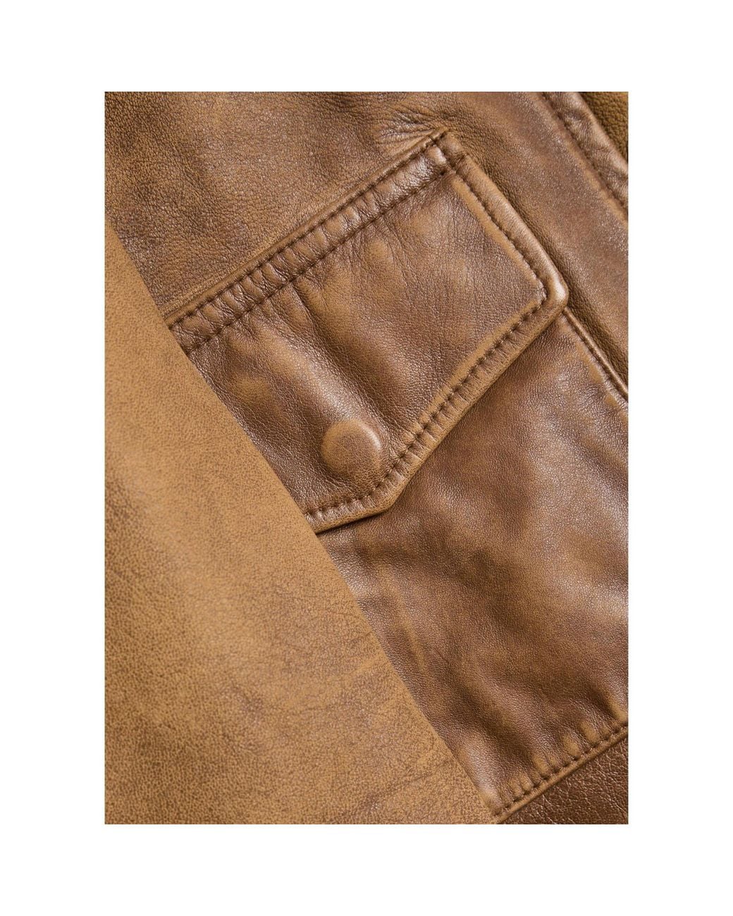 Polo Ralph Lauren Brown Cropped Distressed Leather Jacket