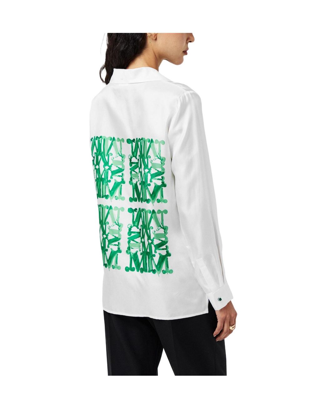 Max Mara Green Patterned Long-Sleeve Shirt