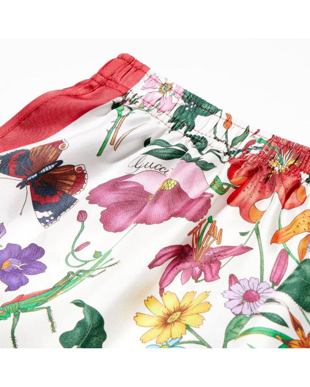 Gucci White Printed Silk Shorts