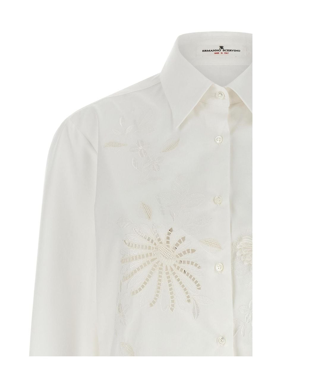 Ermanno Scervino White Long Sleeve Embroidery Shirt