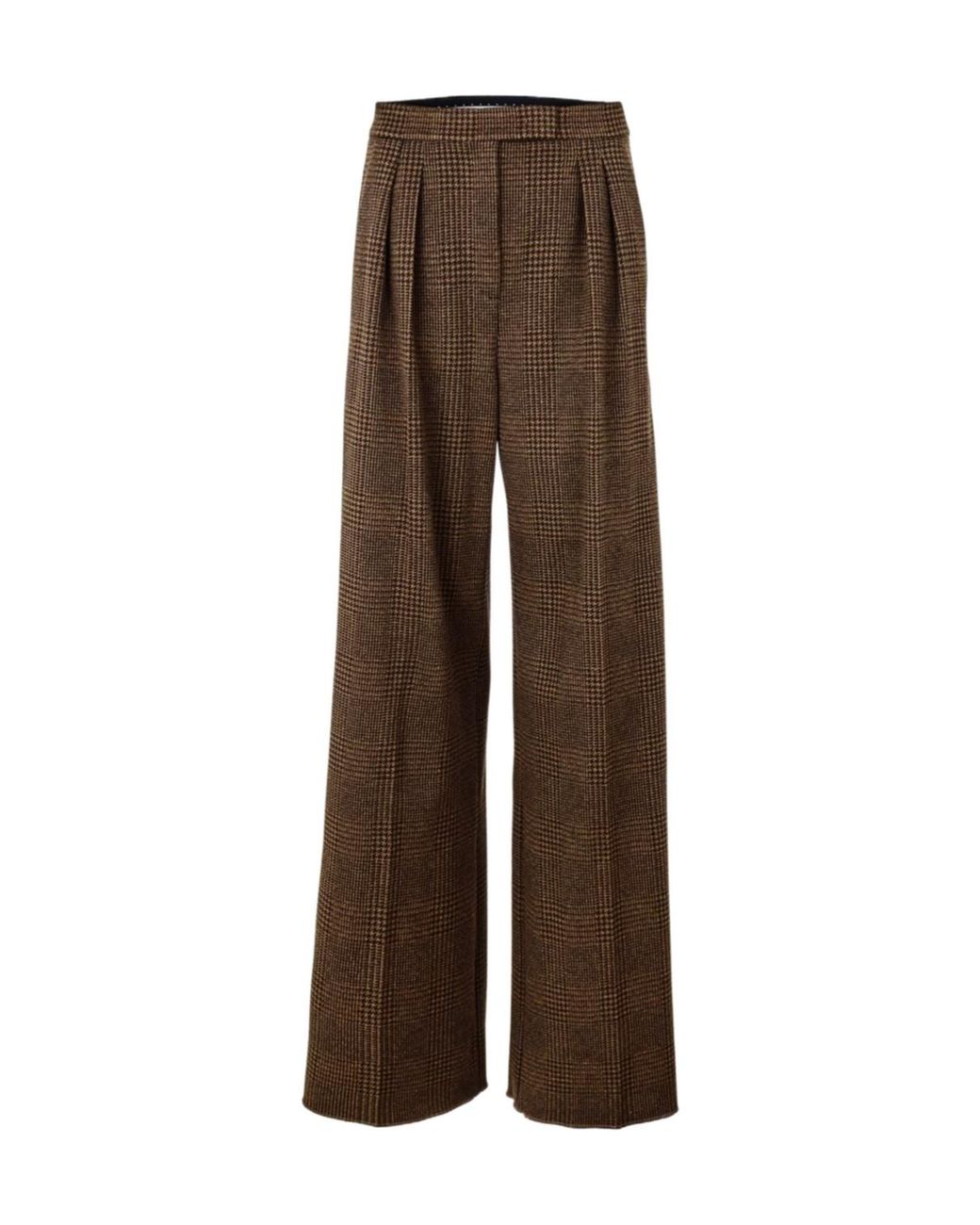 Max Mara Brown Checked Wide-Leg Casual Pants