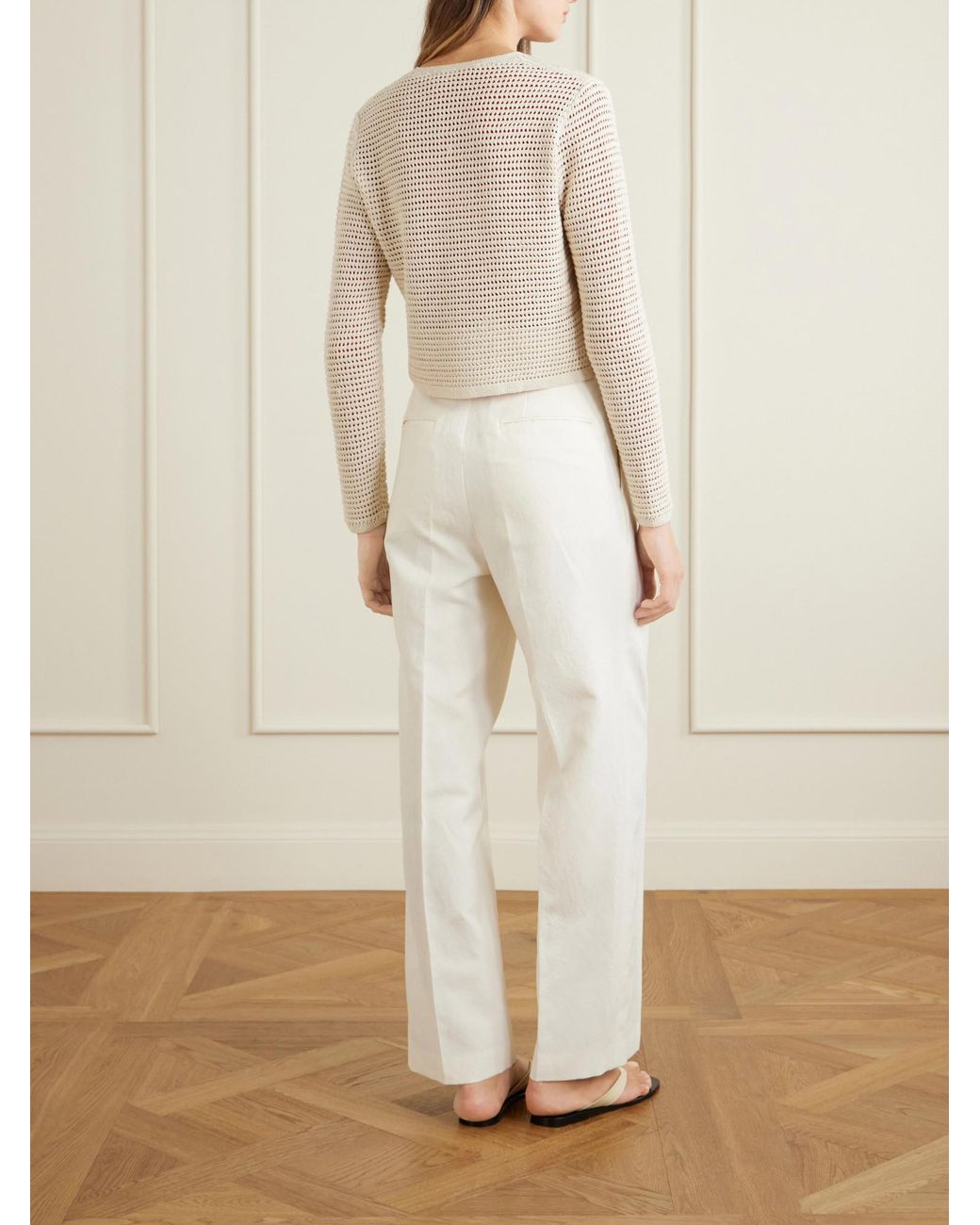 Auralee White Silk And Cotton-Blend Cardigan
