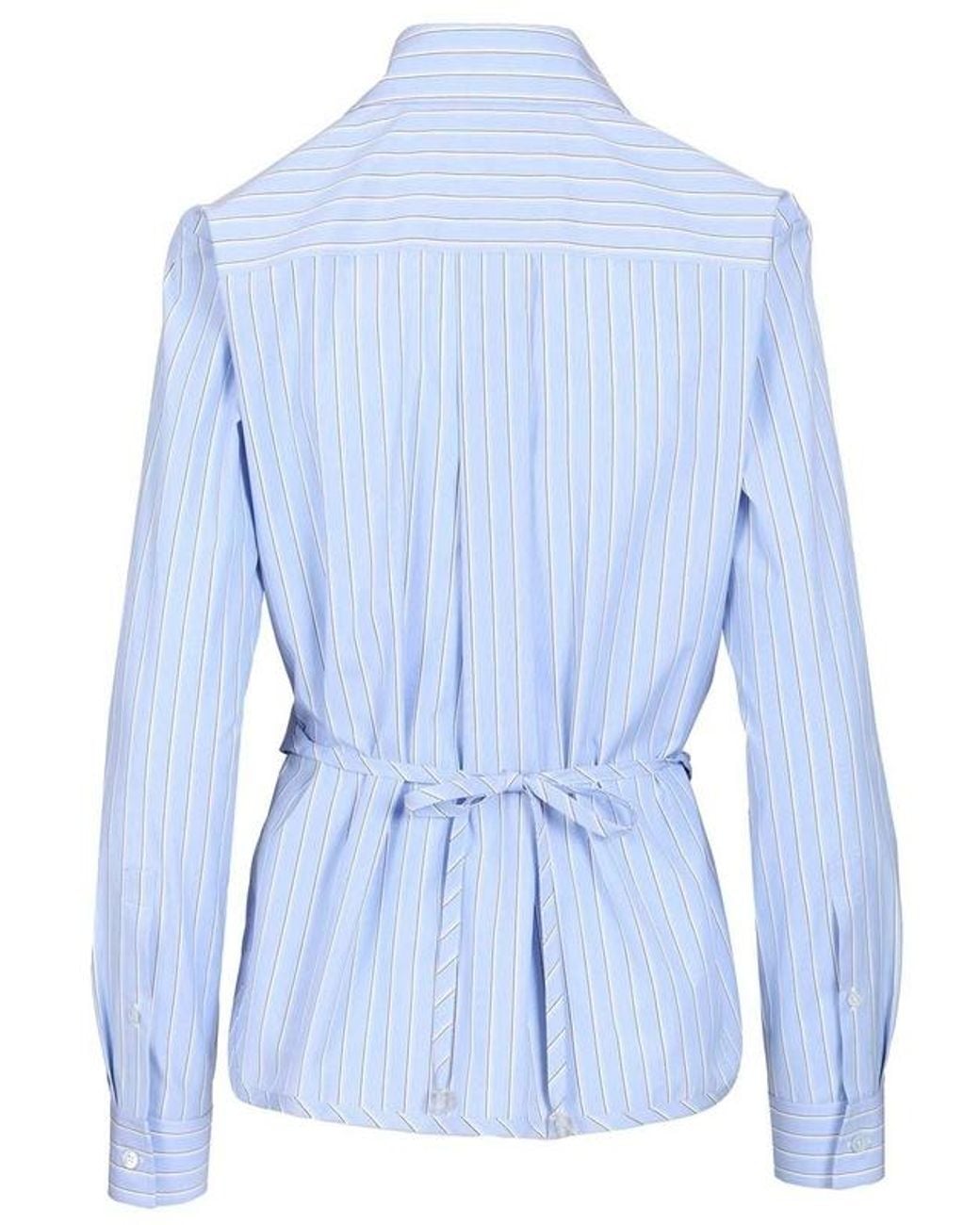 Loewe Blue Wrap-Tie Striped Shirt