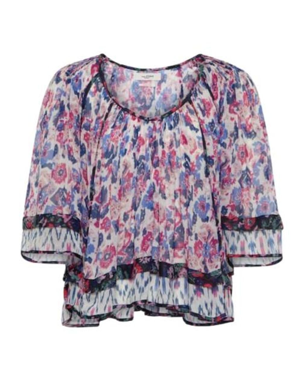 Isabel Marant Blue Floral Georgette Blouse