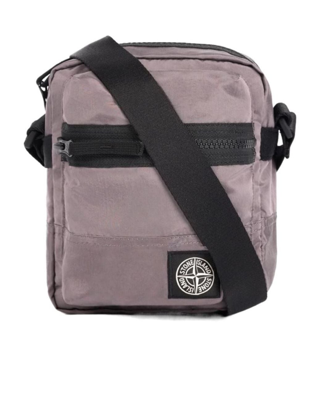 Stone Island Black Logo Patch Crossbody Bag for men