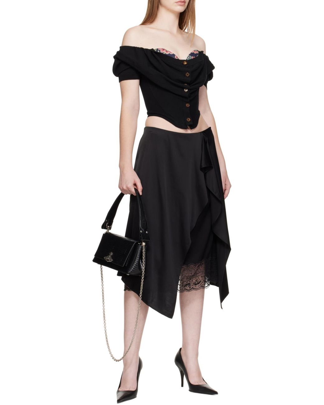 Vivienne Westwood Black Embossed Shoulder Bag
