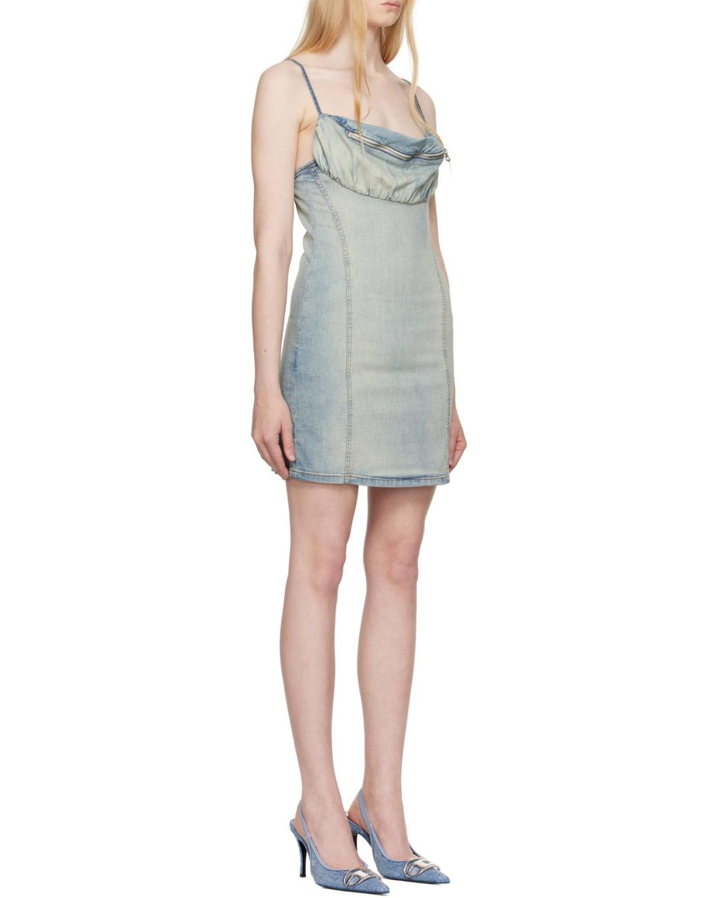 DIESEL Green De-Ellit- Zip-Detailed Denim Dress