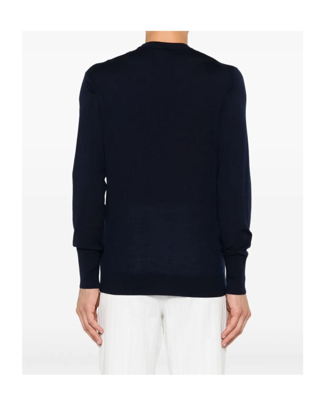 Eleventy Blue Ribbed Crew Neck Knitwear for men