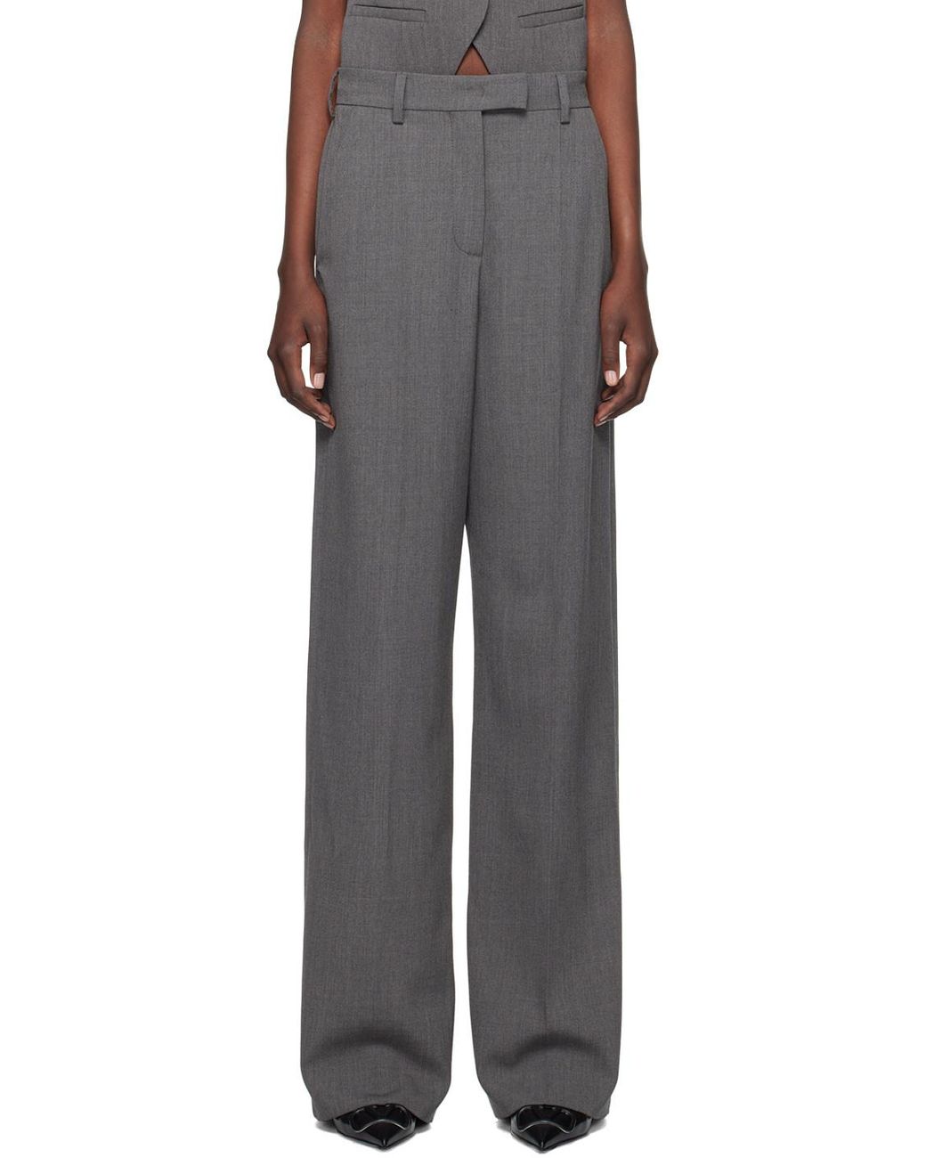 Valentino Gray High Waist Straight Leg Pants