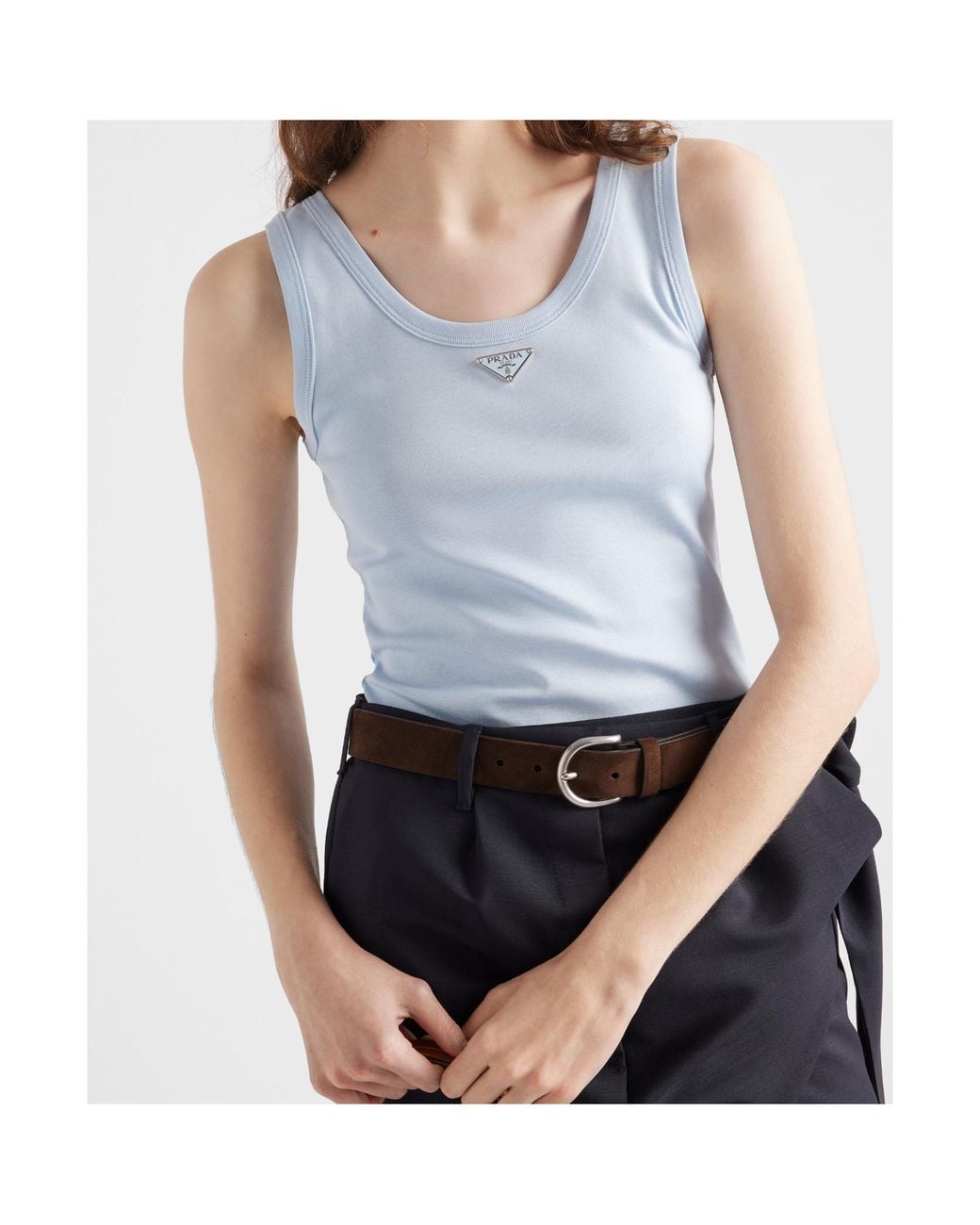 Prada Blue Ribbed Knit Top