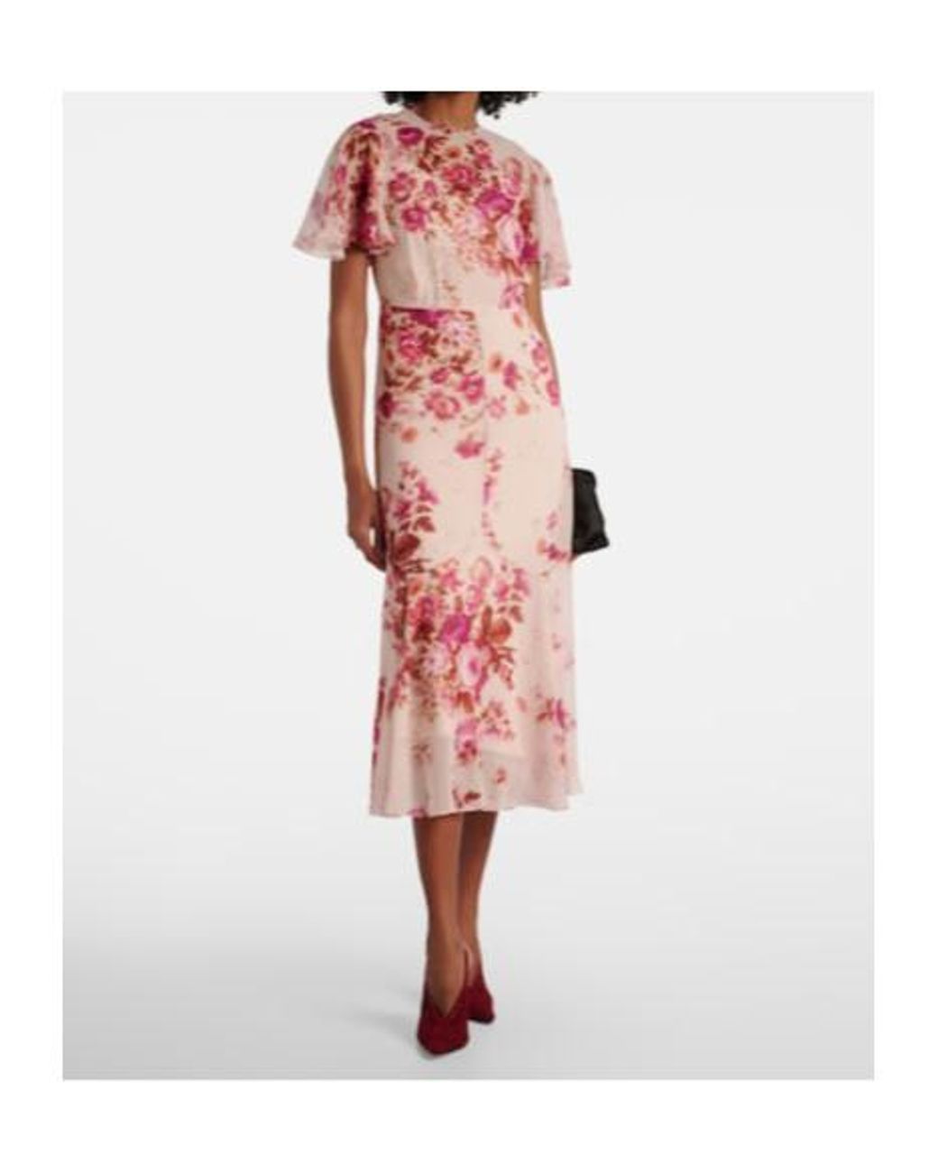 Erdem Pink Floral Silk Midi Dress