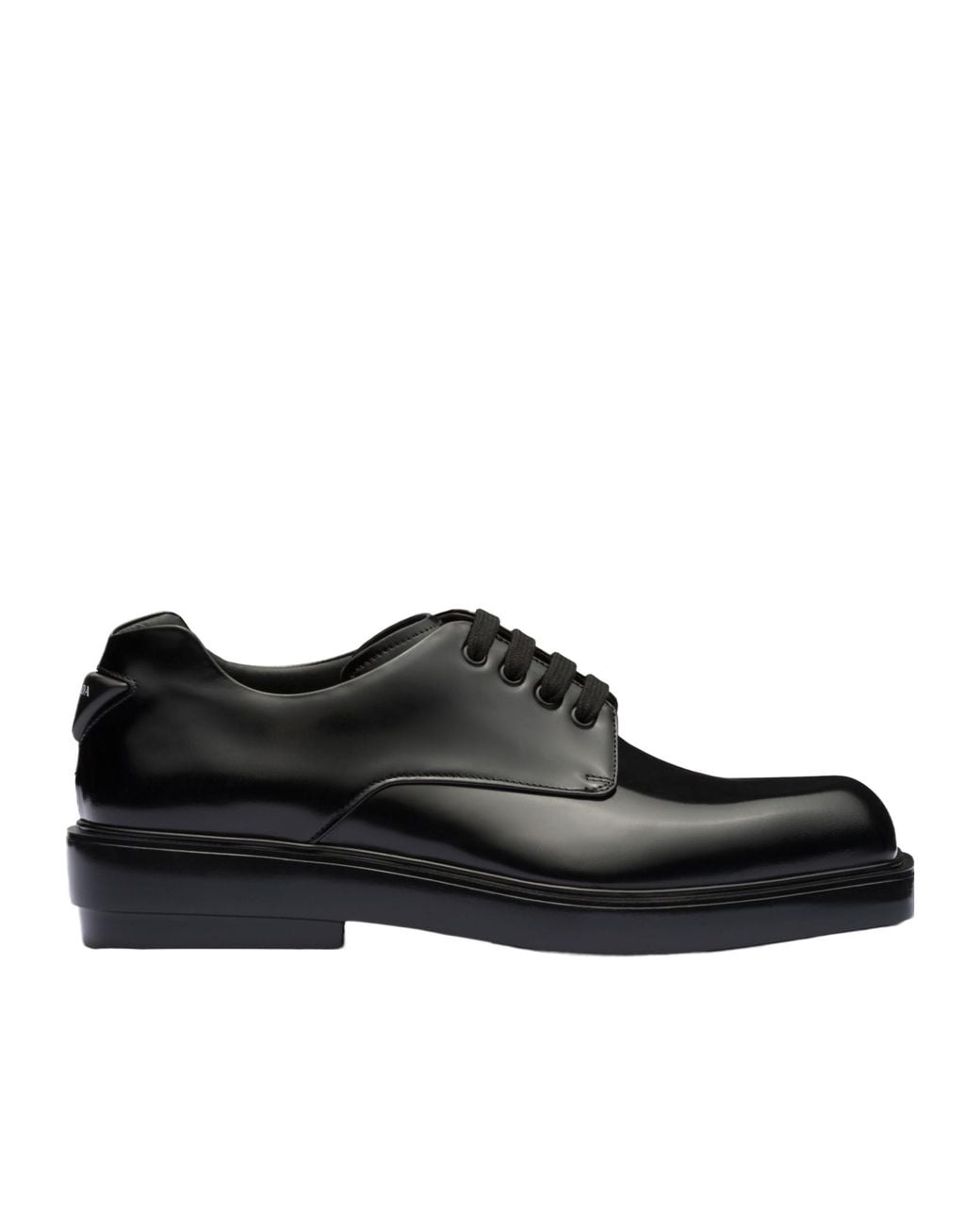 Prada Black Brushed Leather Derby Shoes for men