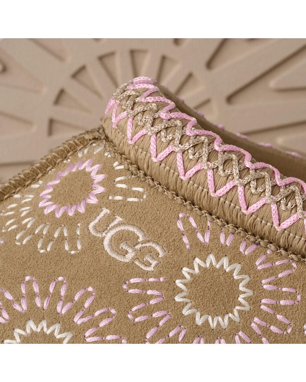 Ugg Brown Embroidered Platform Mules