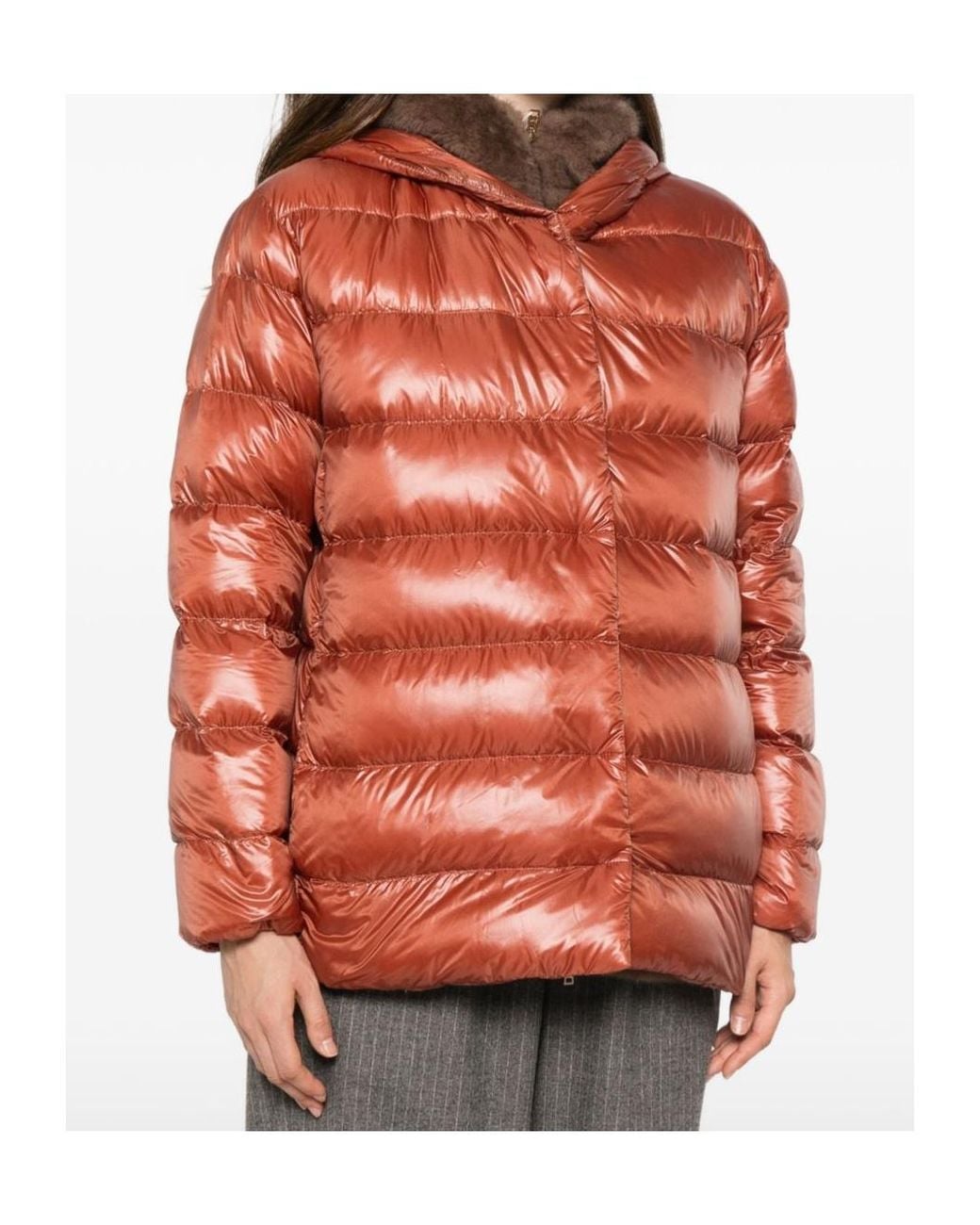 Herno Red Ultralight Hooded Puffer Coat