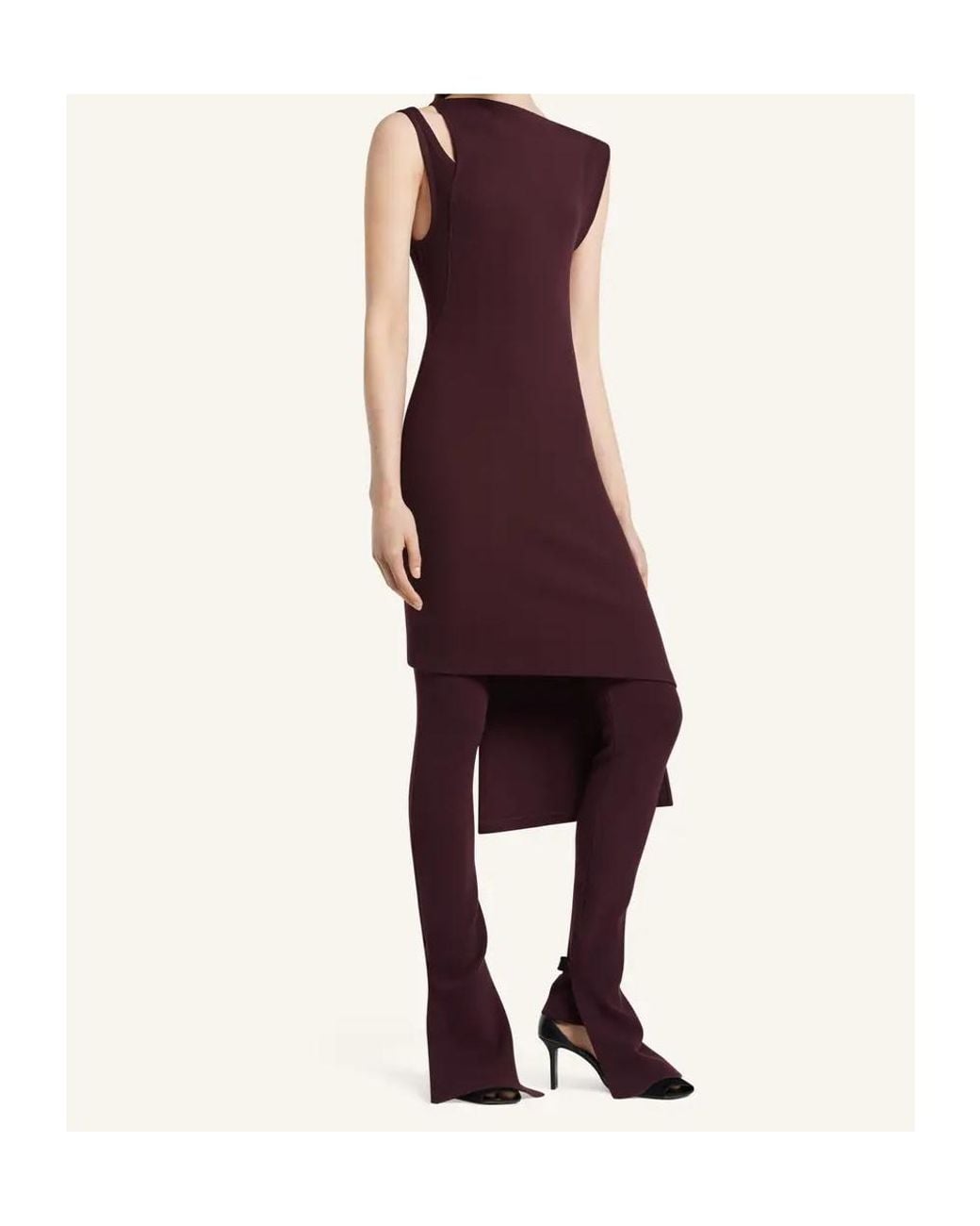 Courreges Red Courrèges Asymmetrical Shoulder Cut-Out Ribbed Midi Dress
