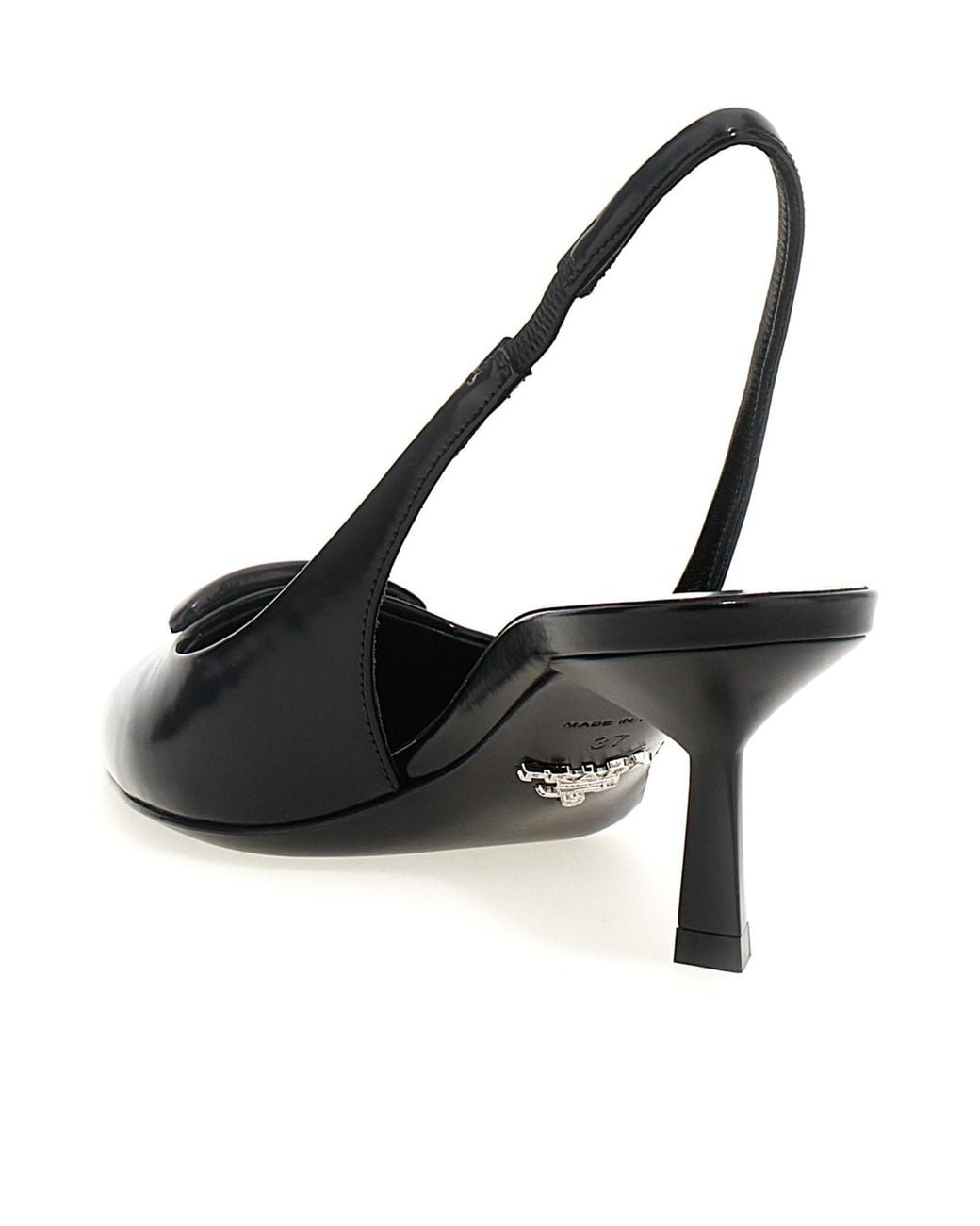 Prada Black Triangle Logo Slingback