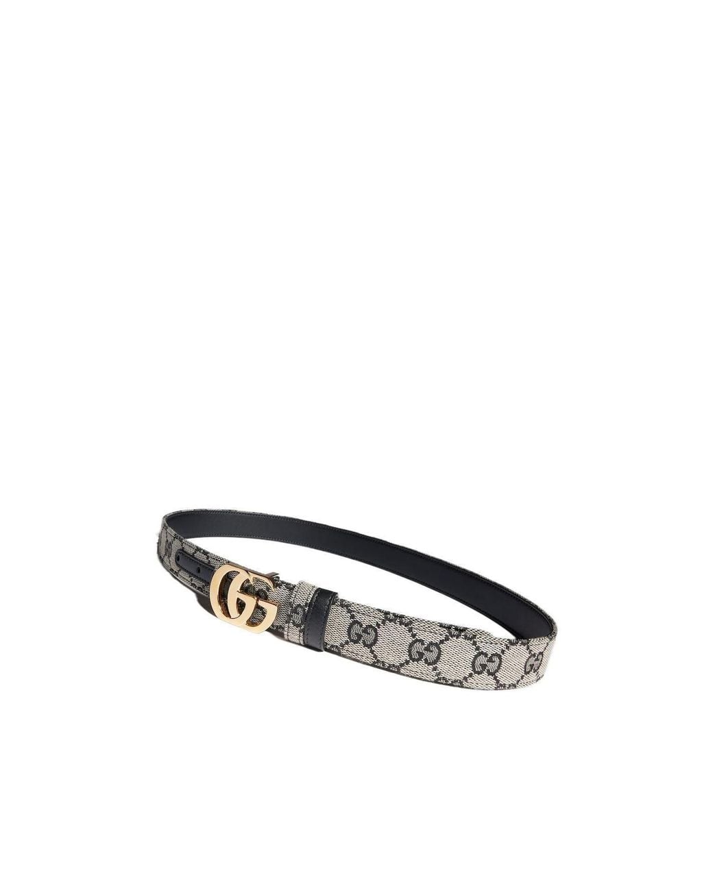 Gucci White Reversible Cut Gg Marmont Belt