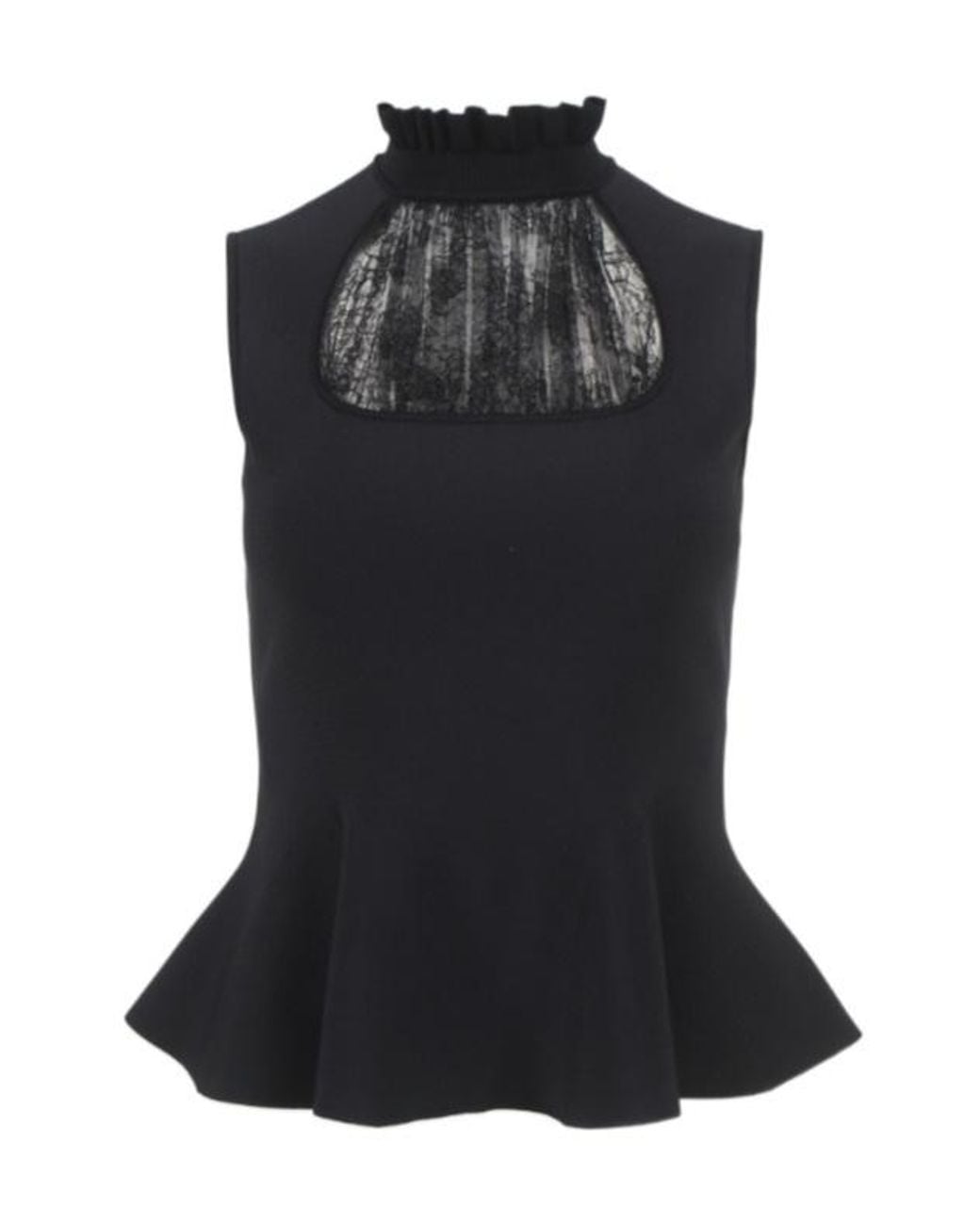 McQueen Black Lace-Panelled Sleeveless Top
