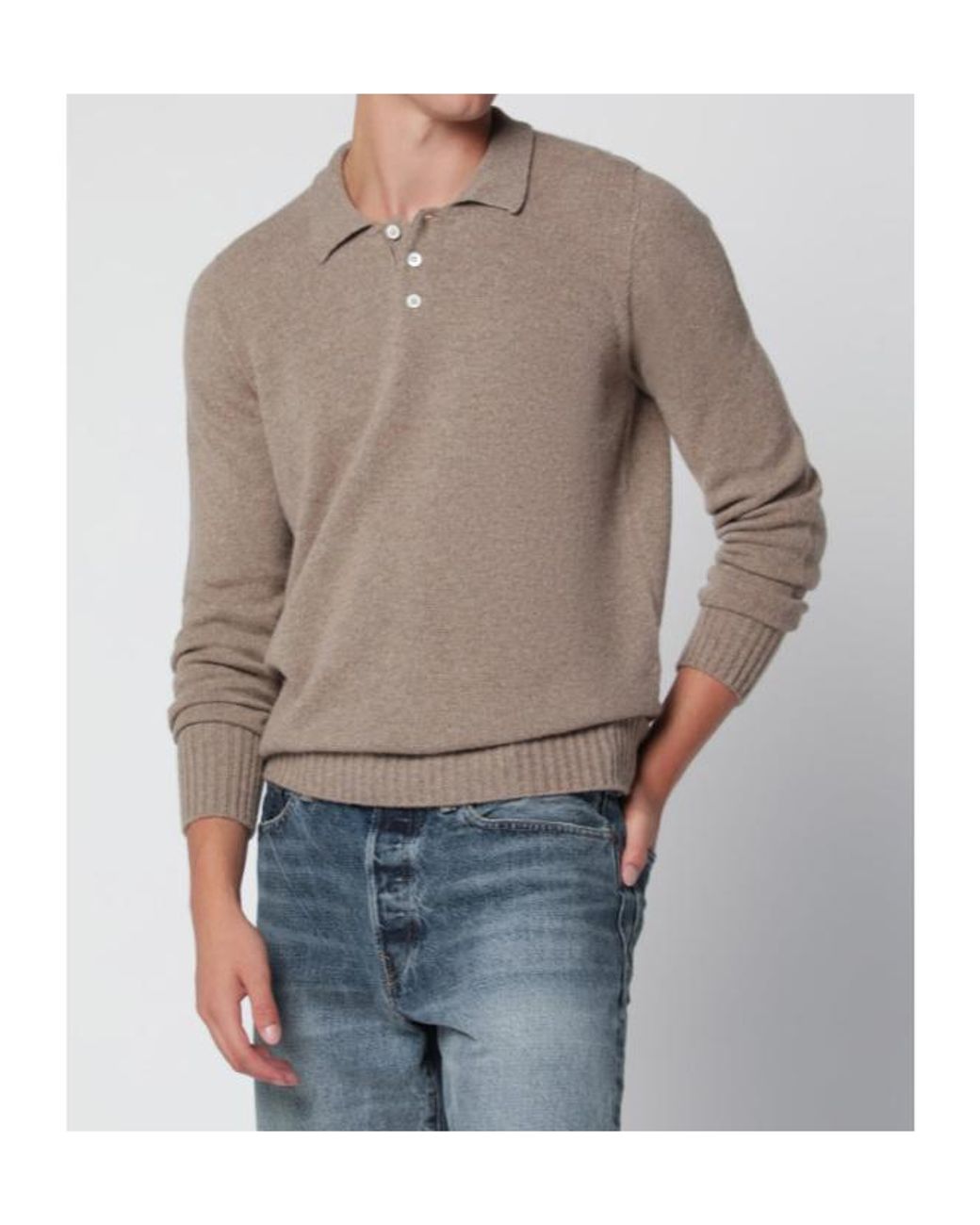 Drumohr Blue Long-Sleeve Polo-Collar Sweater for men