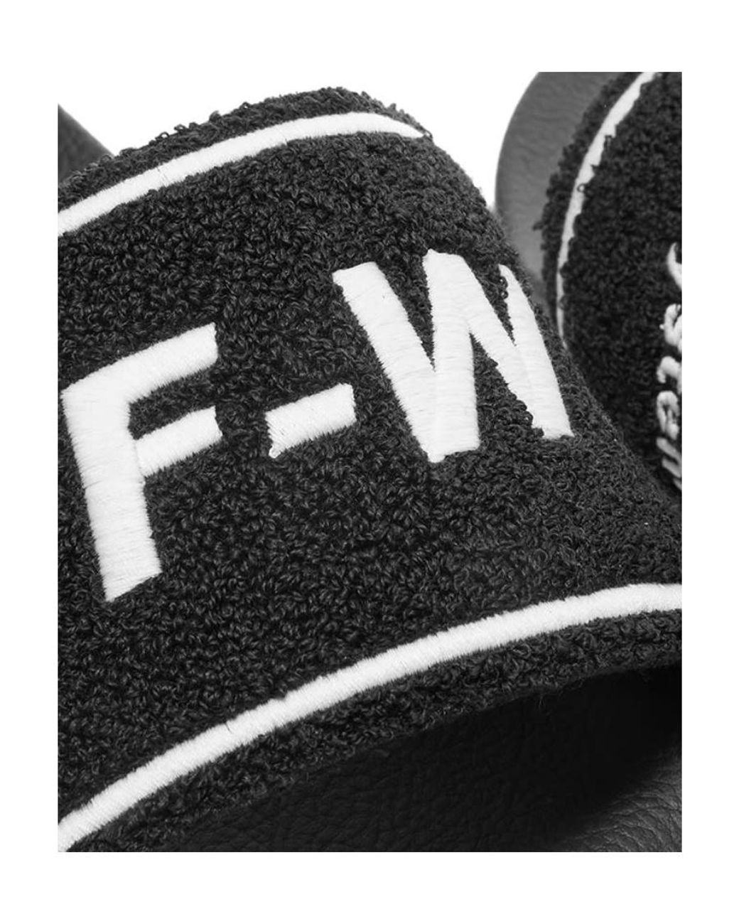 Off-White c/o Virgil Abloh Black Textured Logo-Strap Slides for men