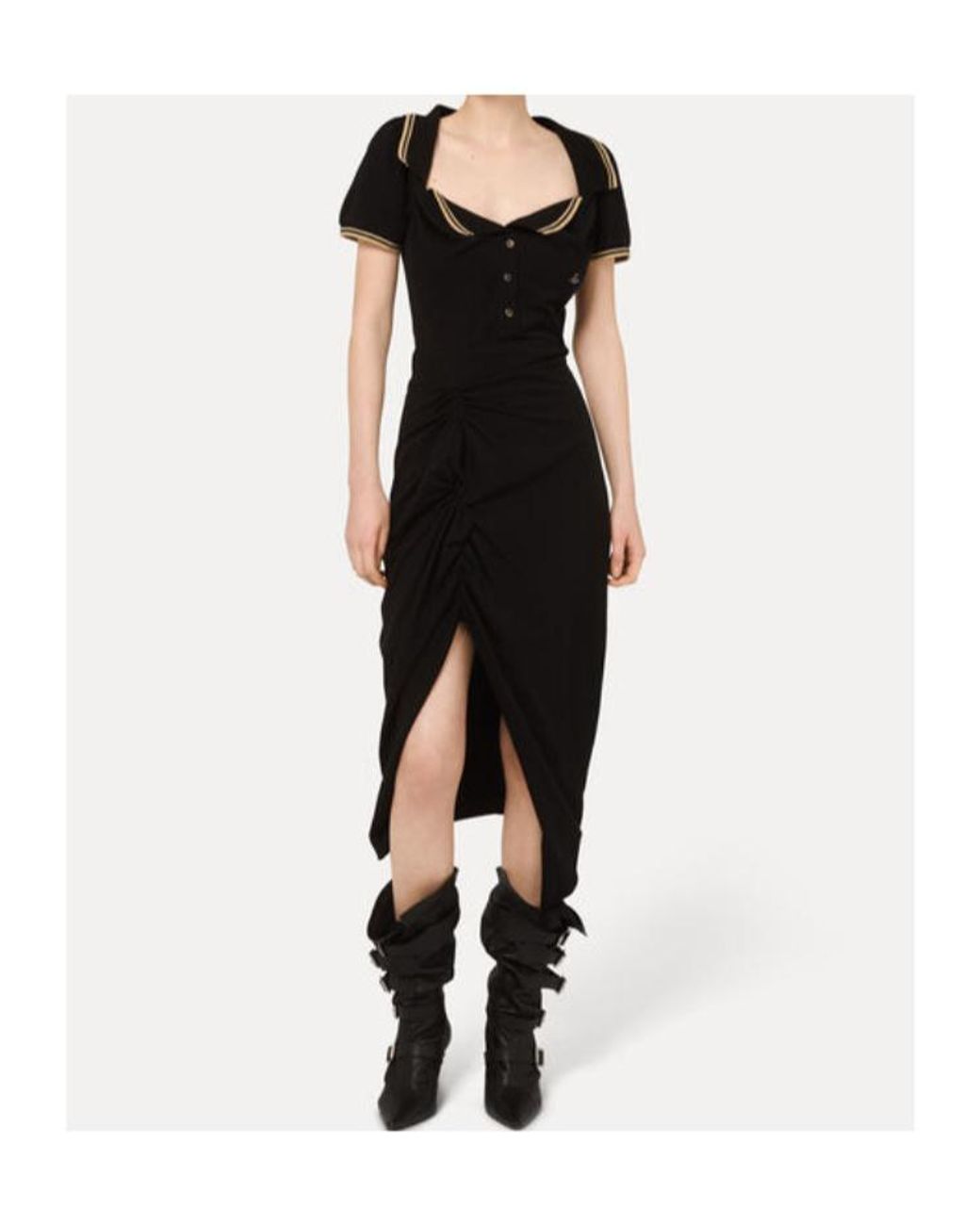 Vivienne Westwood Black Ruched Short-Sleeved Dress