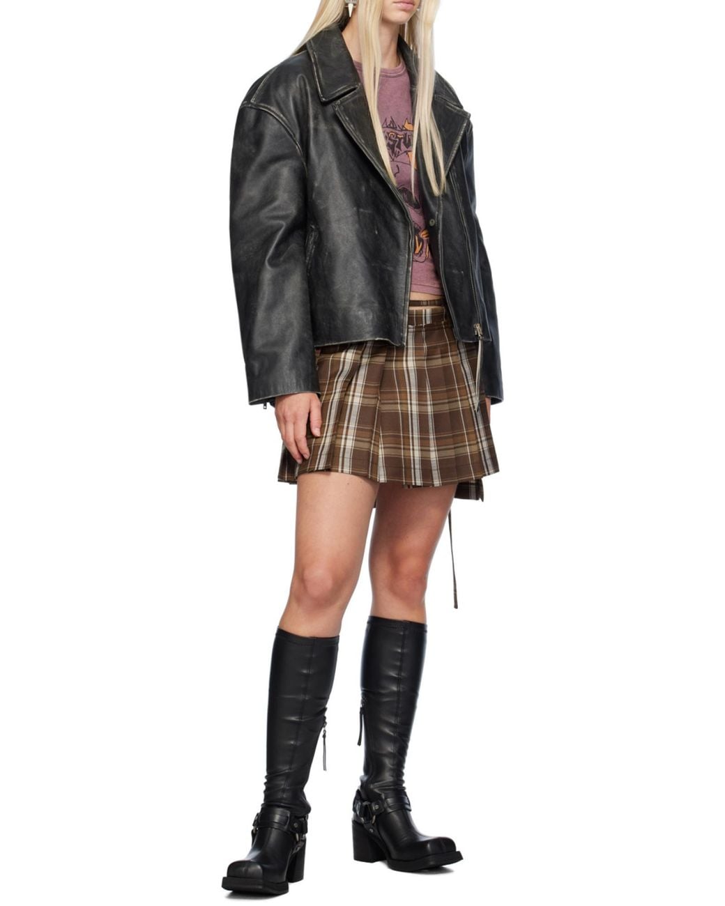 Acne Black Logo Embossed Lilket Biker Jacket