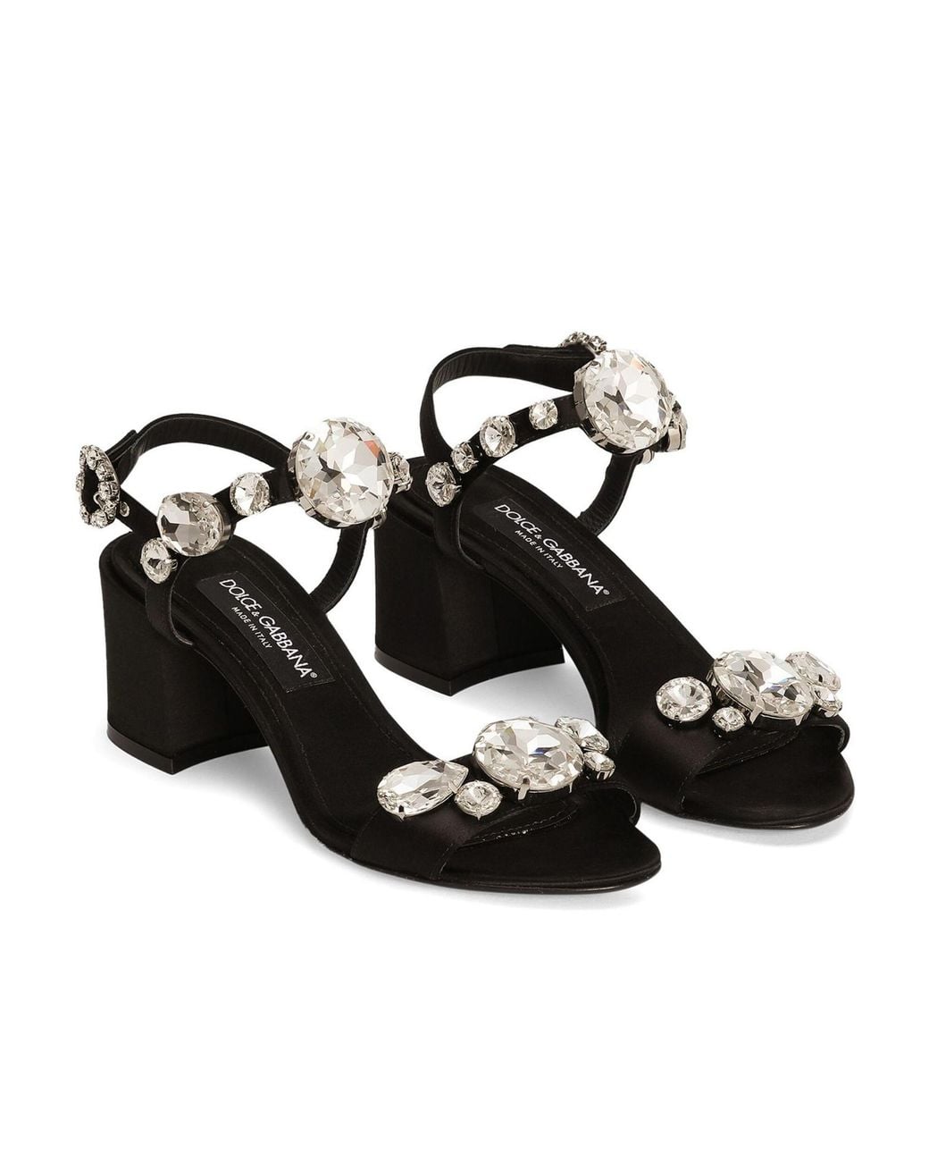 Dolce & Gabbana White Gemstone Embellishment Heeled Sandals