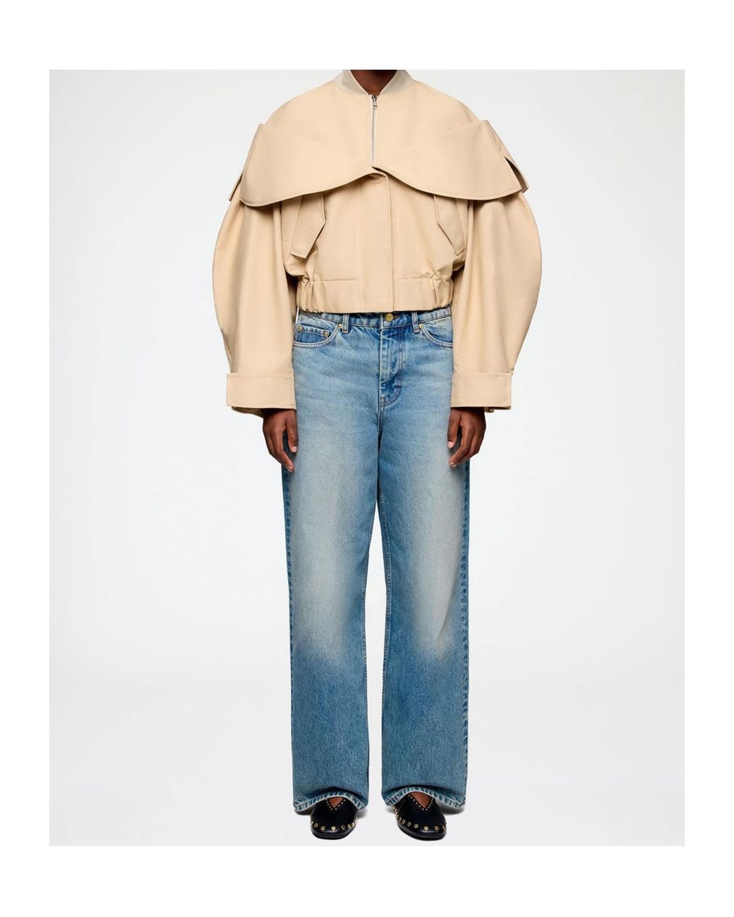 Ganni Natural Layered Cotton Bomber Jacket