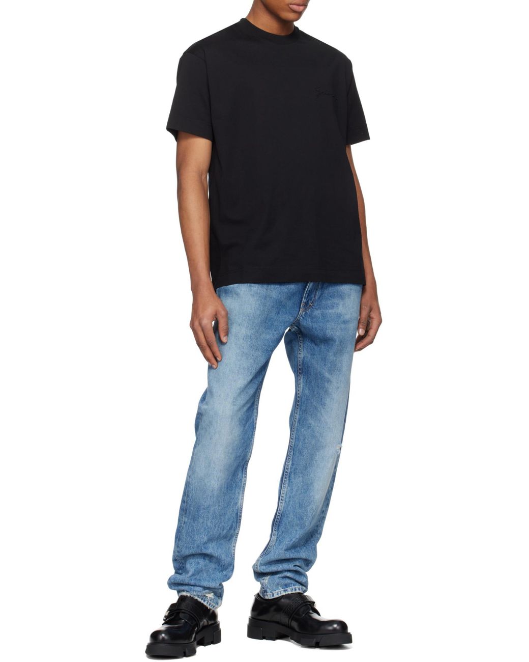 Givenchy Black Logo Embossed Crewneck T-Shirt for men