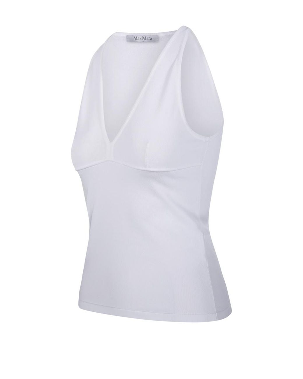 Max Mara White Armida1234 V-Neck Sleeveless Top