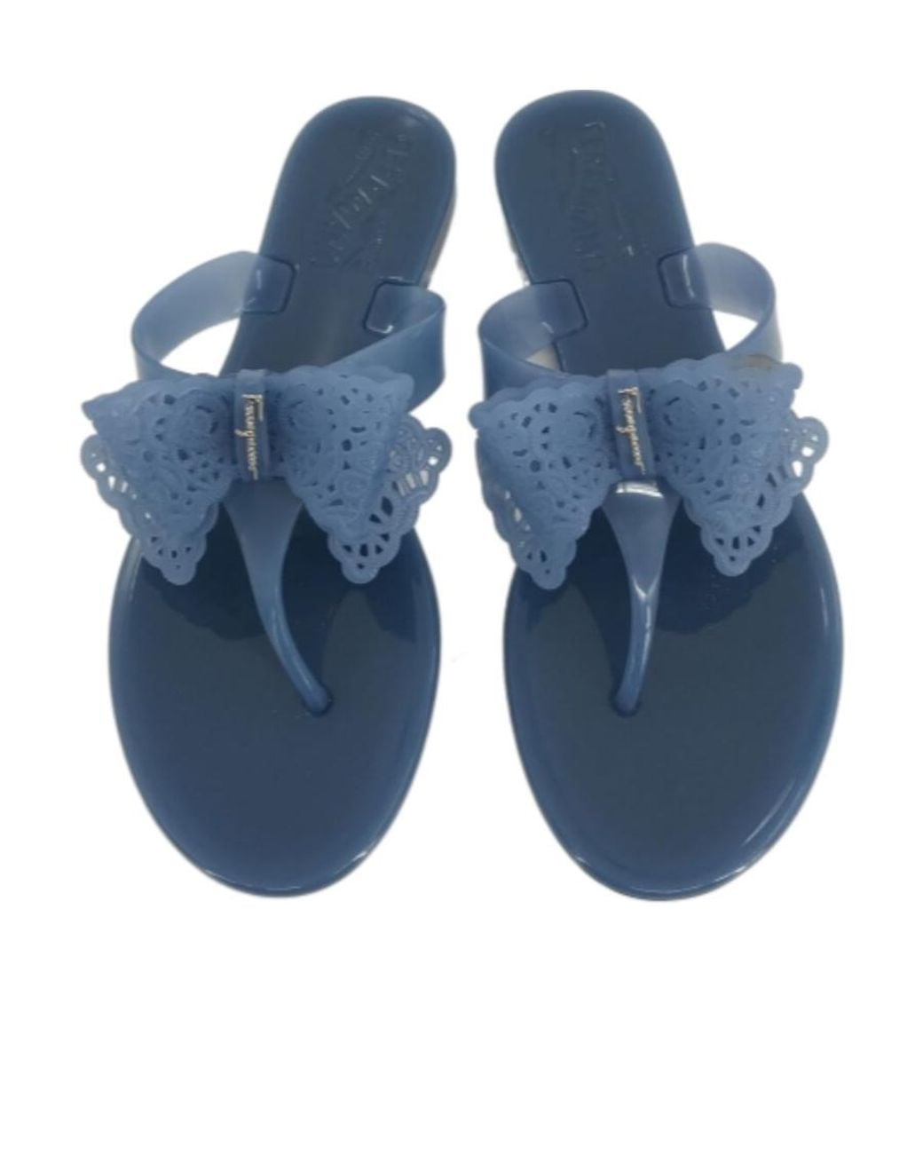 Ferragamo Blue Logo Flip-Flops